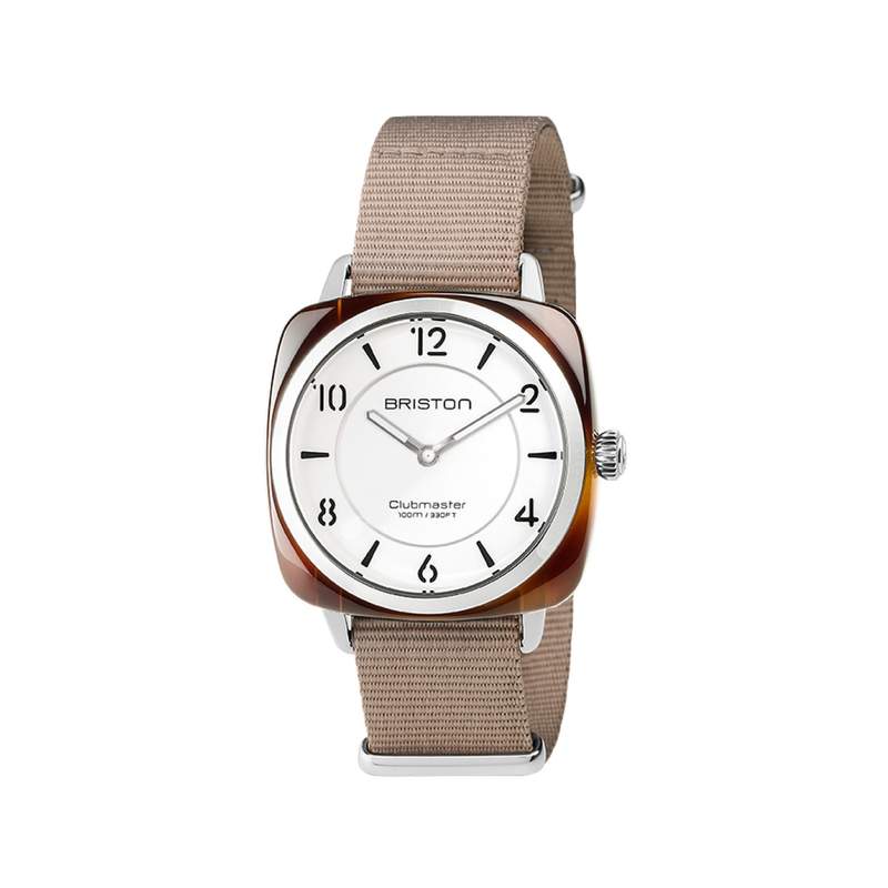 Montre BRISTON clubmaster chic femme bracelet tissu taupe - vue 1