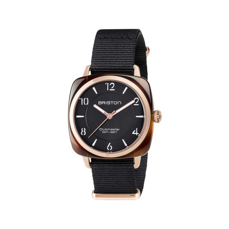 Montre BRISTON clubmaster chic femme bracelet tissu noir - vue 1