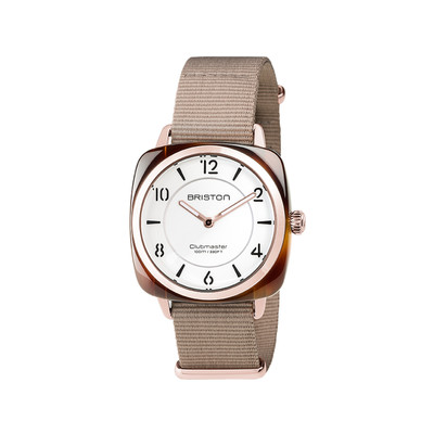 Montre BRISTON clubmaster chic femme bracelet tissu taupe