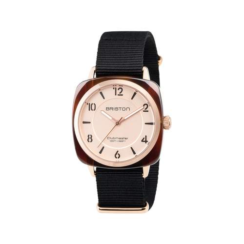 BRISTON clubmaster chic dameshorloge met zwarte stoffen band