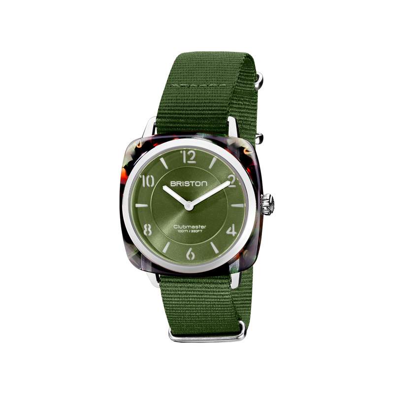 Montre BRISTON clubmaster chic femme bracelet tissu vert olive - vue 1
