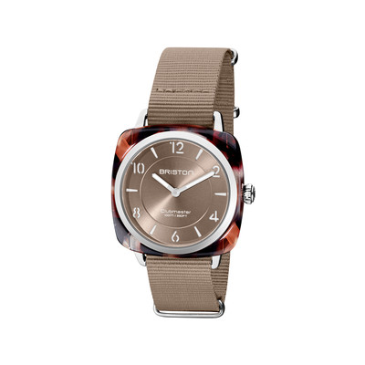 Montre BRISTON clubmaster chic femme bracelet tissu taupe