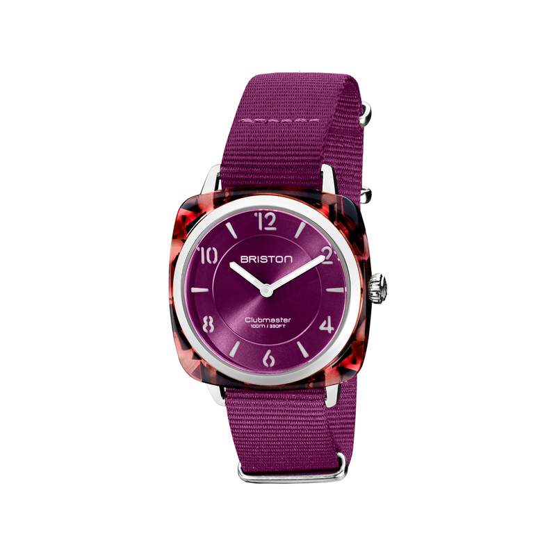 Montre BRISTON clubmaster chic femme bracelet tissu rouge - vue 1