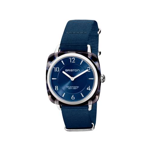 Montre BRISTON clubmaster chic femme bracelet tissu bleu nuit