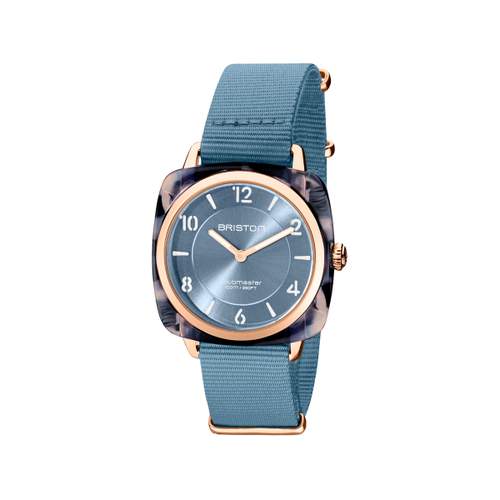 Montre BRISTON clubmaster chic femme bracelet tissu bleu fonce