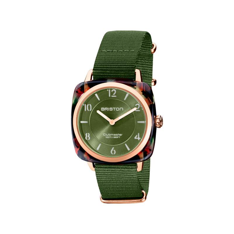 Montre BRISTON clubmaster chic femme bracelet tissu vert olive - vue 1