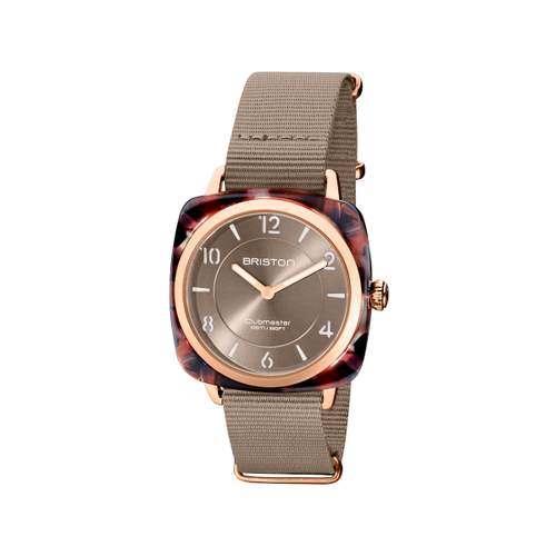 Montre BRISTON clubmaster chic femme bracelet tissu taupe