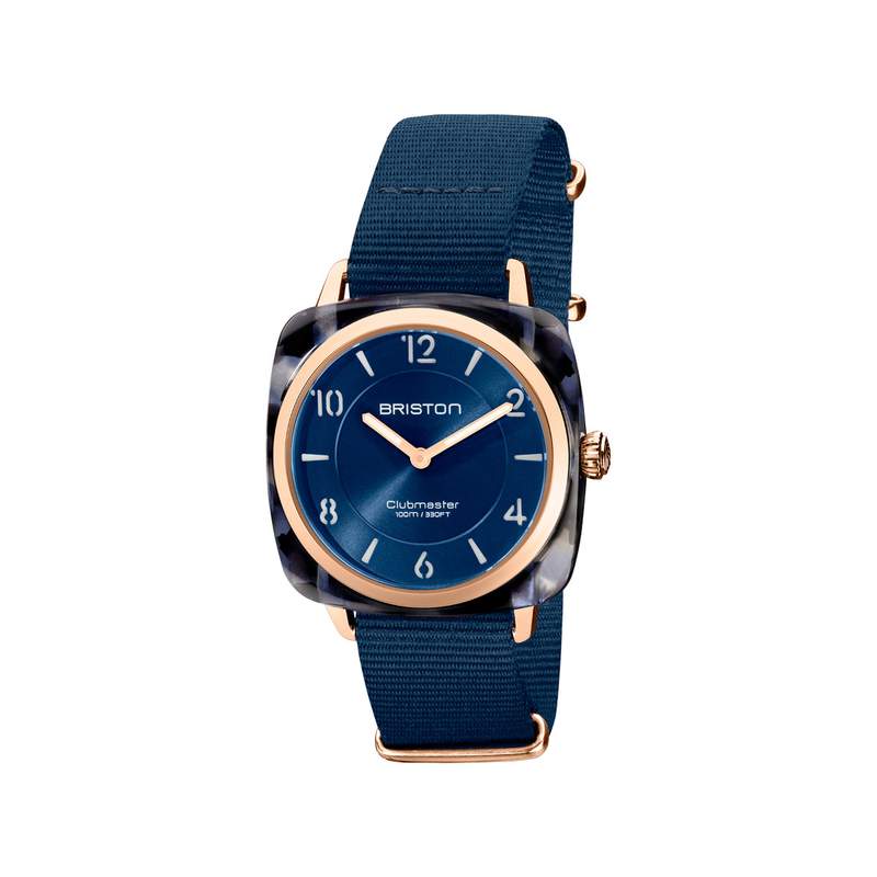 Montre BRISTON clubmaster chic femme bracelet tissu bleu nuit - vue 1