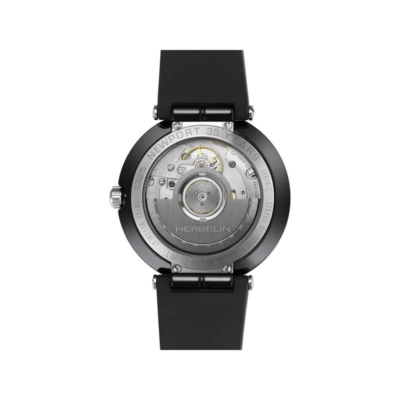 Montre MICHEL HERBELIN Newport femme automatique, bracelet silicone noir - vue 3