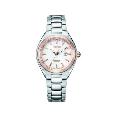 Montre CITIZEN super titanium ladies femme eco-drive, bracelet titane gris argent - vue 1