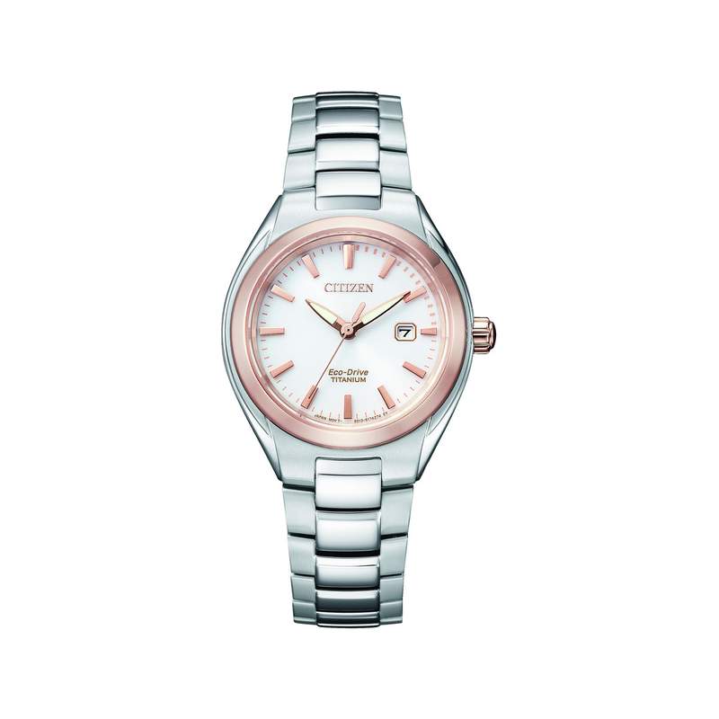 Montre CITIZEN super titanium ladies femme eco-drive, bracelet titane gris argent - vue 1