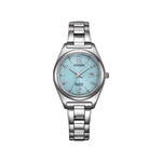 Montre CITIZEN super titanium ladies femme eco-drive, bracelet tissu gris argent - vue 1