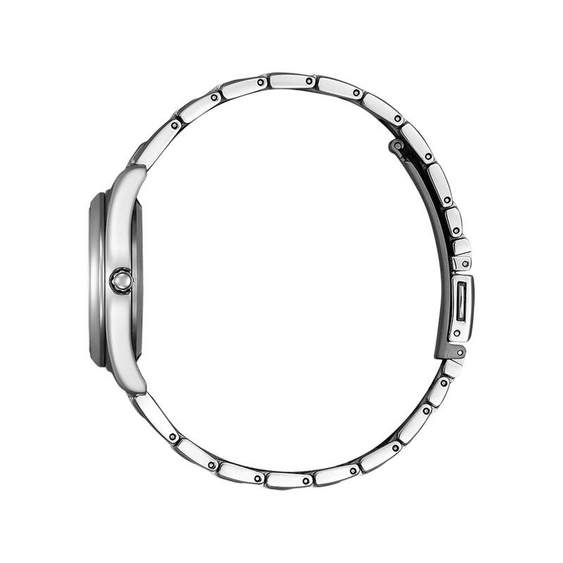 Montre CITIZEN super titanium ladies femme eco-drive, bracelet tissu gris argent - vue 2