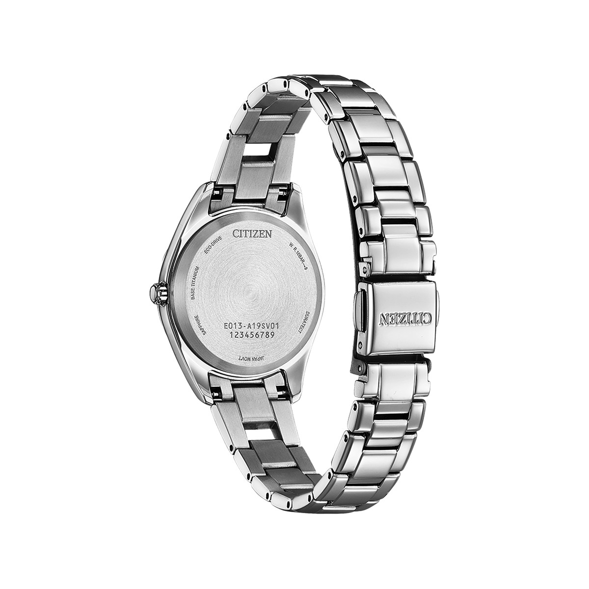 Montre CITIZEN super titanium ladies femme eco-drive, bracelet tissu gris argent - vue 3