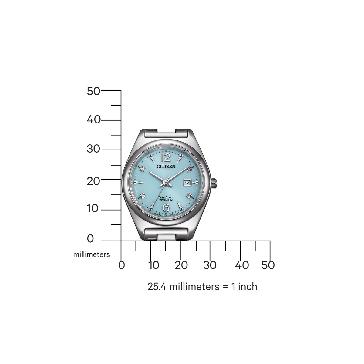 Montre CITIZEN super titanium ladies femme eco-drive, bracelet tissu gris argent - vue D2