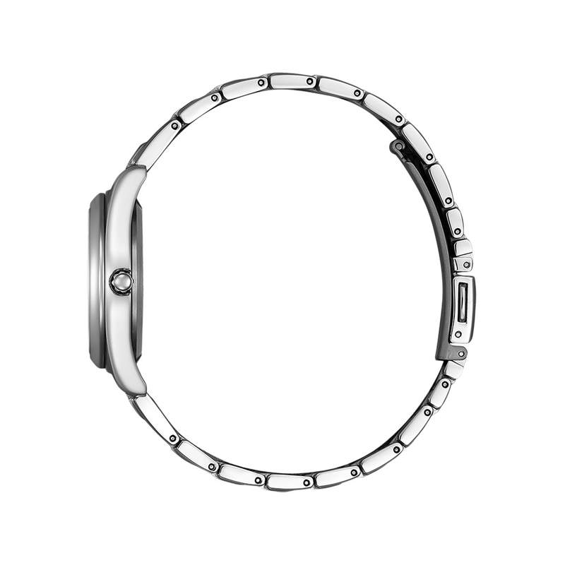 Montre CITIZEN super titanium ladies femme eco-drive, bracelet tissu gris argent - vue 2