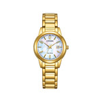 Montre CITIZEN platform femme eco-drive, bracelet acier inoxydable doré - vue 1