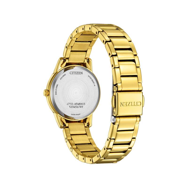 Montre CITIZEN platform femme eco-drive, bracelet acier inoxydable doré - vue 3