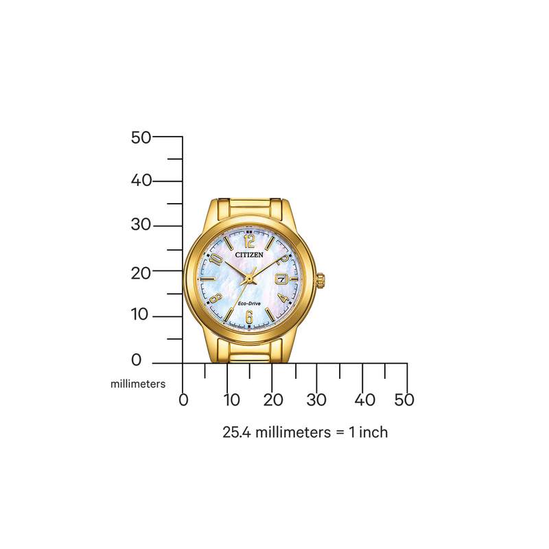 Montre CITIZEN platform femme eco-drive, bracelet acier inoxydable doré - vue D2