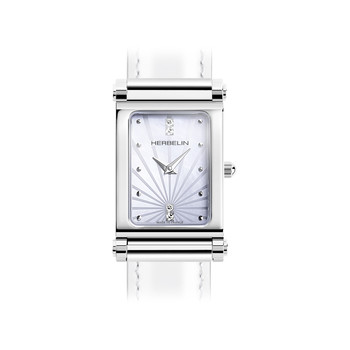 BOITIER MICHEL HERBELIN Antarès rectangle acier nacre et zirconium