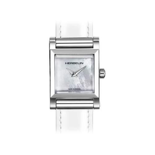 BOITIER MICHEL HERBELIN Antarès square steel and mother-of-pearl