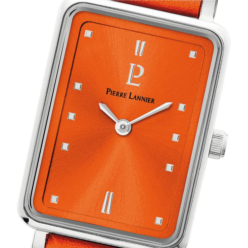 PIERRE LANNIER Ariane ladies' watch with orange leather strap - view D1