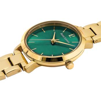 Coffret Montre PIERRE LANNIER Chouquette femme bracelet acier doré et bracelet cuir vert