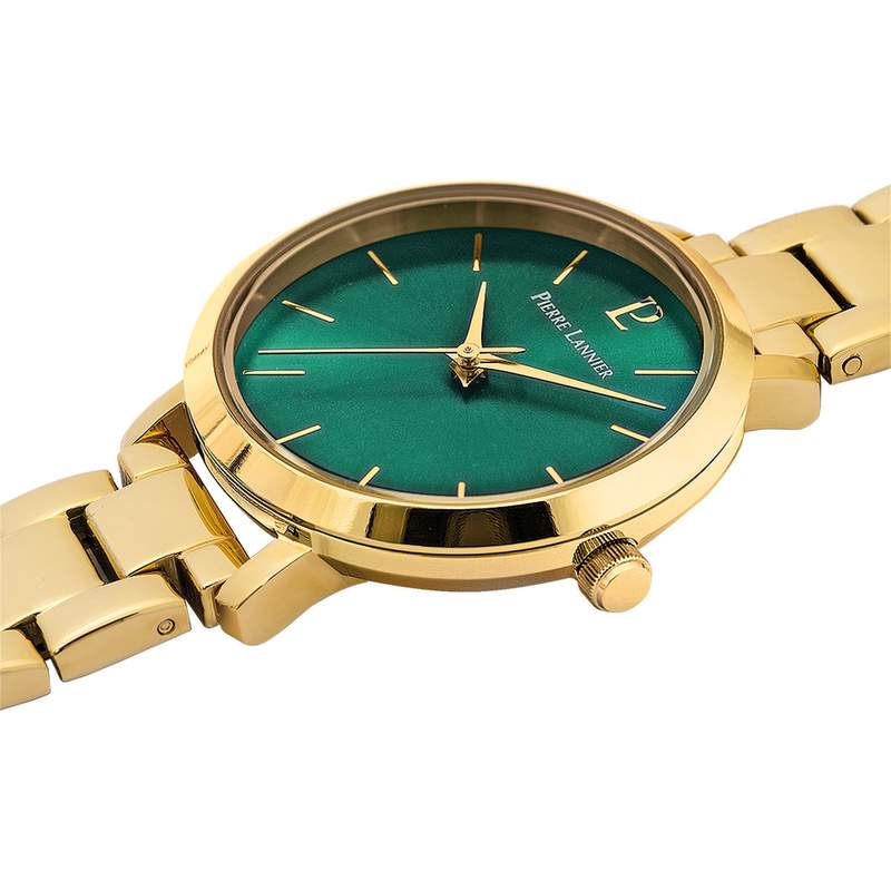 Coffret Montre PIERRE LANNIER Chouquette femme bracelet acier doré et bracelet cuir vert - vue 2