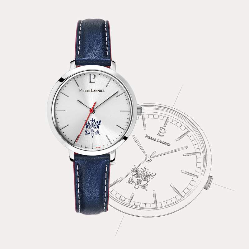 PIERRE LANNIER Élysée women's watch with blue leather strap - view D1