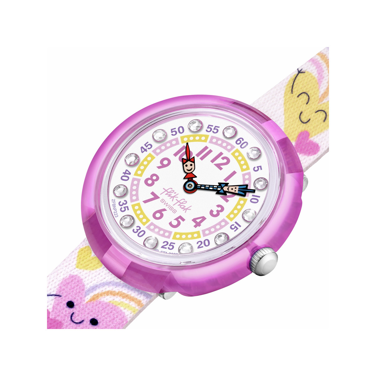 Montre FLIK FLAK Organized Chaos Bouncing Hearts enfant bracelet pet recycle blanc - vue 2