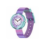Montre Flik Flak Organized Chaos Stripy purple enfant bracelet pet recycle violet - vue 1