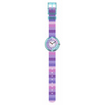 Montre Flik Flak Organized Chaos Stripy purple enfant bracelet pet recycle violet - vue D1