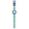 Montre Flik Flak Organized Chaos Stripy Green enfant bracelet pet recyclé vert - vue VD1