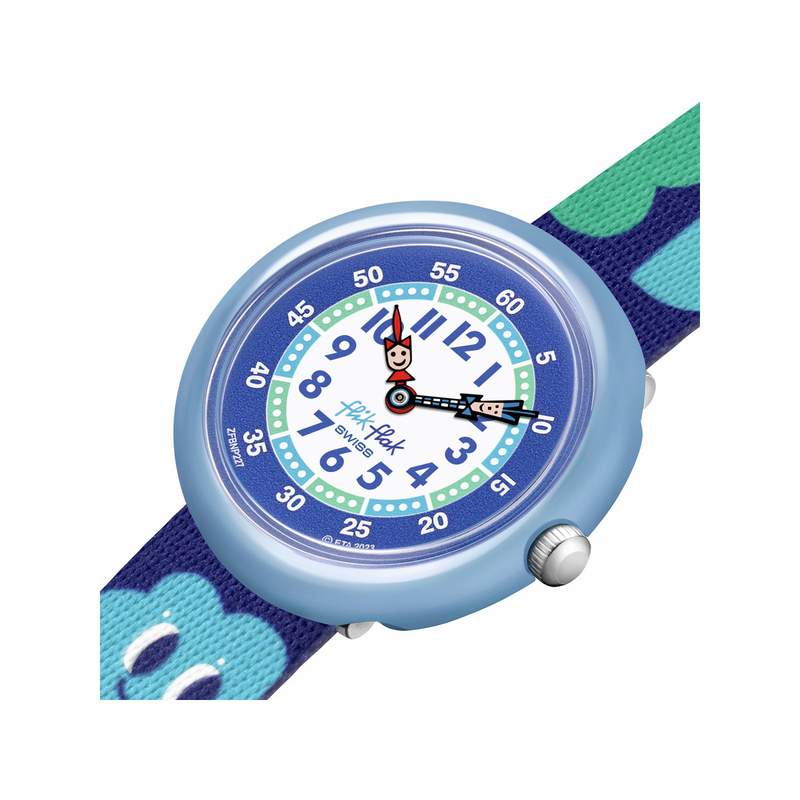 Montre Flik Flak Organized Chaos Smiling Clouds enfant bracelet pet recyclé bleu - vue 2