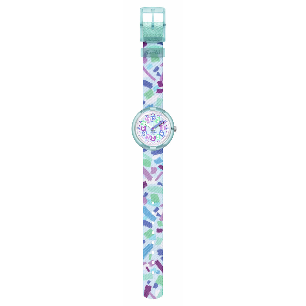 Montre Flik Flak Organized Chaos Confetti Chaos enfant bracelet pet recyclé vert - vue D1