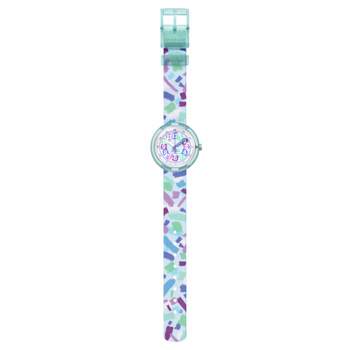 Montre Flik Flak Organized Chaos Confetti Chaos enfant bracelet pet recyclé vert