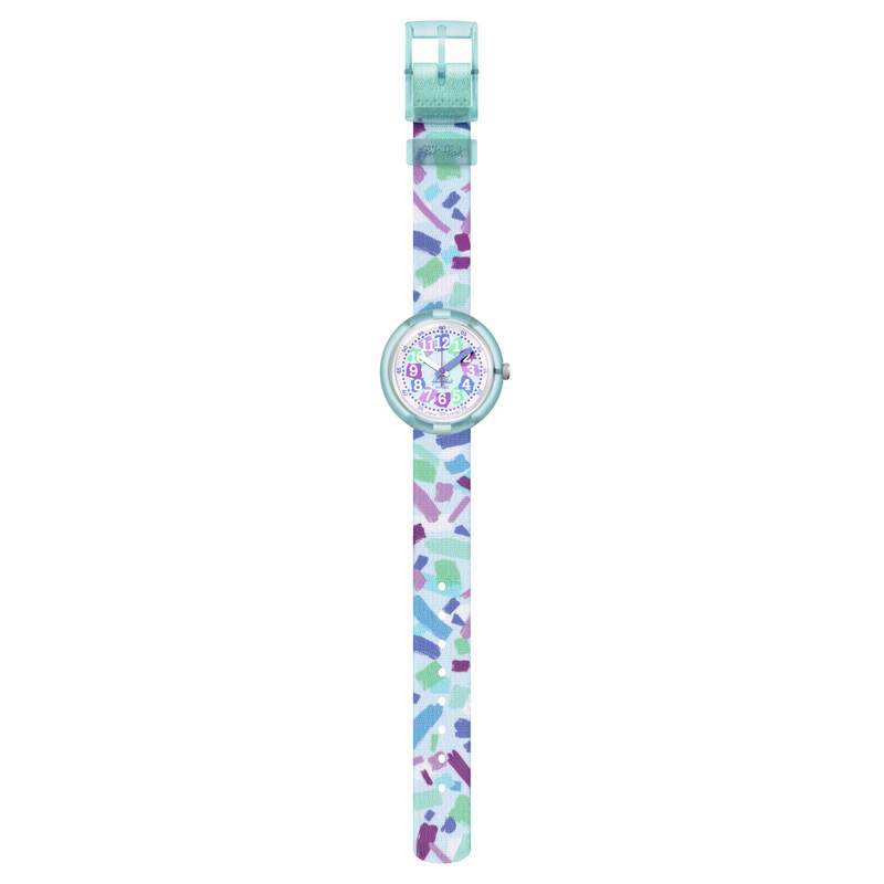 Montre Flik Flak Organized Chaos Confetti Chaos enfant bracelet pet recyclé vert - vue D1