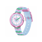 Montre Flik Flak Organized Chaos Retro Scales enfant bracelet pet recyclé bleu - vue 1