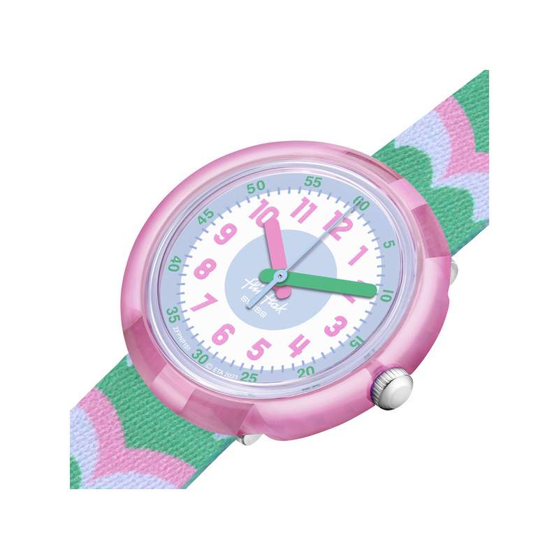 Montre Flik Flak Organized Chaos Retro Scales enfant bracelet pet recyclé bleu - vue 2