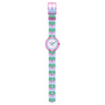 Montre Flik Flak Organized Chaos Retro Scales enfant bracelet pet recyclé bleu - vue D1