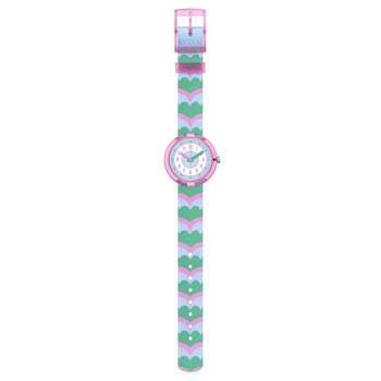 Montre Flik Flak Organized Chaos Retro Scales enfant bracelet pet recyclé bleu