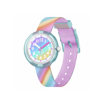 Montre FLIK FLAK LIQUID RAINBOW enfant bracelet pet recyclé rose