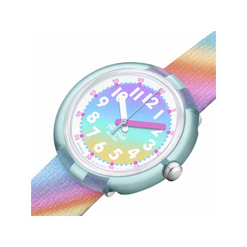 FLIK FLAK LIQUID RAINBOW children's watch pink recycled pet bracelet