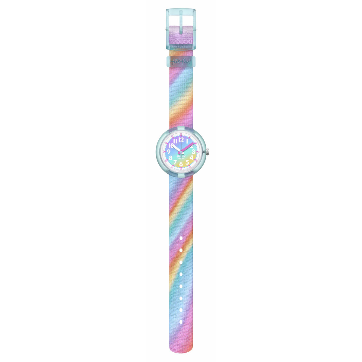 Montre FLIK FLAK LIQUID RAINBOW enfant bracelet pet recyclé rose - vue D1