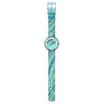 Montre Flik Flak Organized Chaos Frozen Rainbow enfant bracelet pet recycle bleu - vue D1