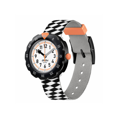 Flik Flak Organized Chaos Race Flag Children's Watch with Black Recycled PET Strap - View 1
