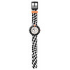 Montre Flik Flak Organized Chaos Race Flag enfant bracelet pet recyclé noir - vue VD1