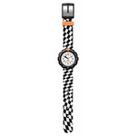 Flik Flak Organized Chaos Race Flag children's watch with black recycled pet strap - view D1