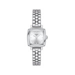 Montre TISSOT T-LADY LOVELY SQUARE femme cadran gris diamants bracelet acier inoxydable - vue 1