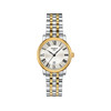Montre TISSOT T-CLASSIC CARSON PREMIUM femme cadran gris bracelet acier inoxydable bicolore doré - vue V1